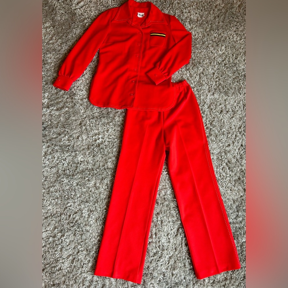 Vintage Red Sailer Suit Jacket & Pants Verona Knits